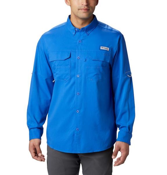 Columbia PFG Blood and Guts Shirts Blue For Men's NZ28034 New Zealand